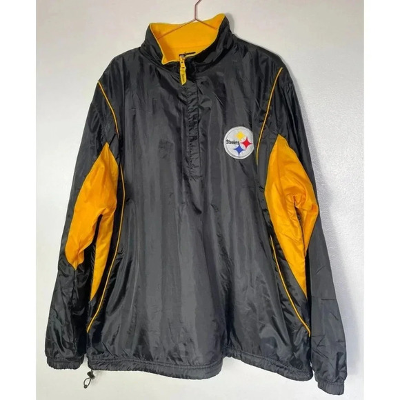 NFL Team Apparel Pittsburgh Steelers Long Sleeve Quarter Zip Jacket Black Sz XL - Picture 1 of 9